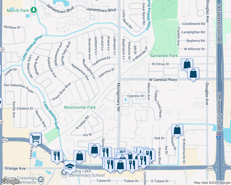 map of restaurants, bars, coffee shops, grocery stores, and more near 546 Via Fontana Drive in Altamonte Springs