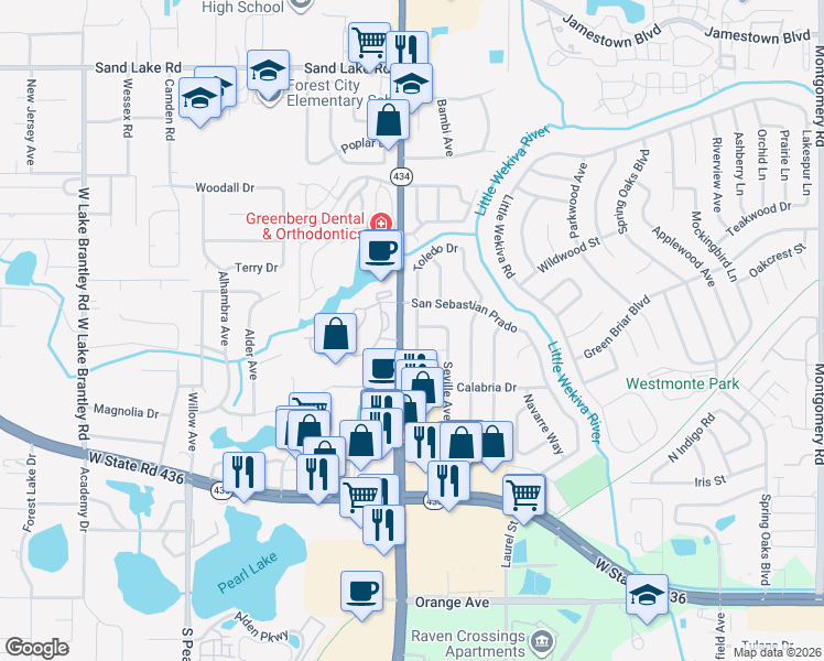 map of restaurants, bars, coffee shops, grocery stores, and more near 512 San Marie Avenue in Altamonte Springs
