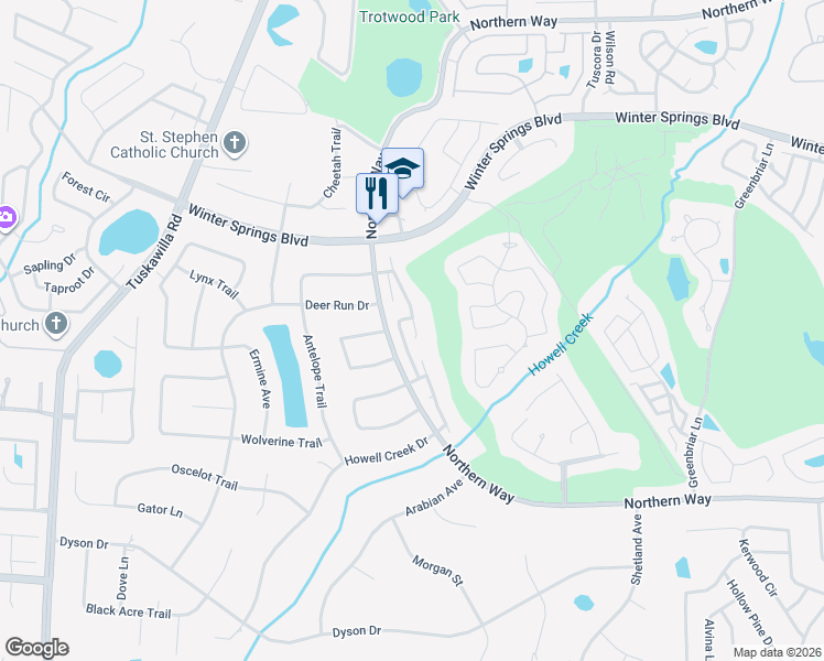 map of restaurants, bars, coffee shops, grocery stores, and more near 964 Wedgewood Drive in Winter Springs