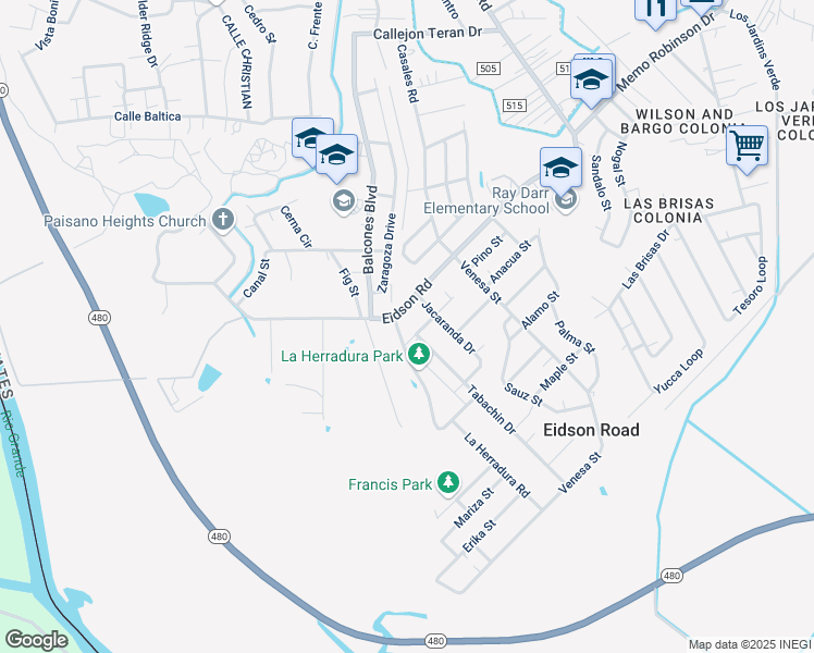 map of restaurants, bars, coffee shops, grocery stores, and more near 3005 Tabachin Drive in Eagle Pass
