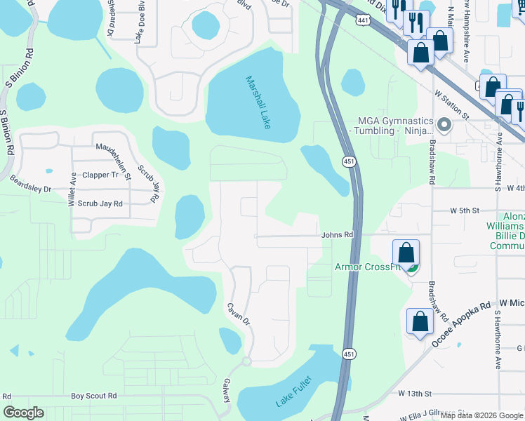 map of restaurants, bars, coffee shops, grocery stores, and more near 1139 Lakeside Estates Dr in Apopka