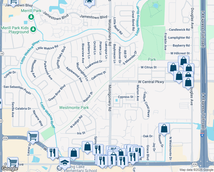 map of restaurants, bars, coffee shops, grocery stores, and more near 511 Briarwood Court in Altamonte Springs