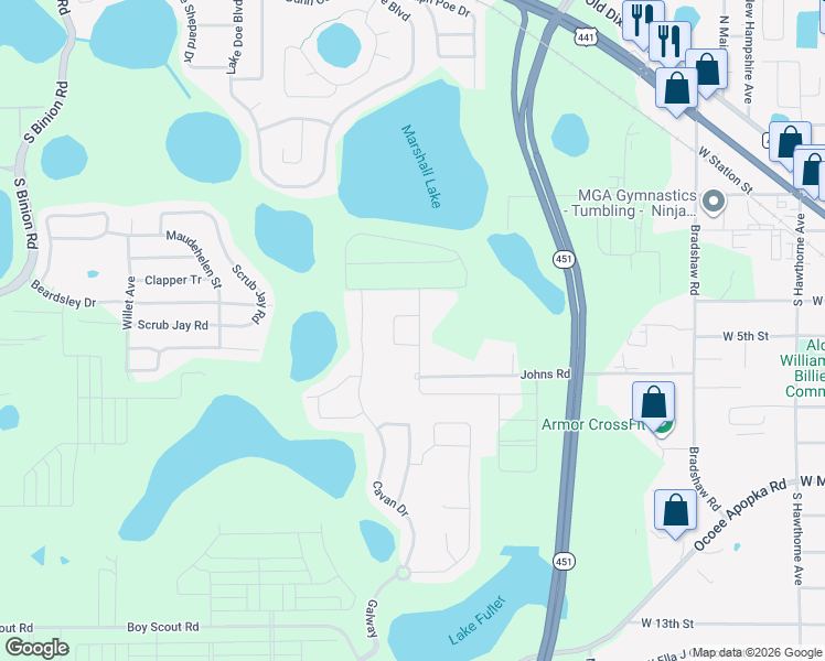 map of restaurants, bars, coffee shops, grocery stores, and more near 1139 Lakeside Estates Dr in Apopka