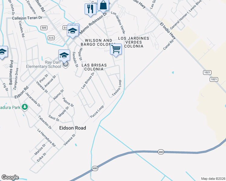 map of restaurants, bars, coffee shops, grocery stores, and more near 3247 Calle Teresa in Eagle Pass