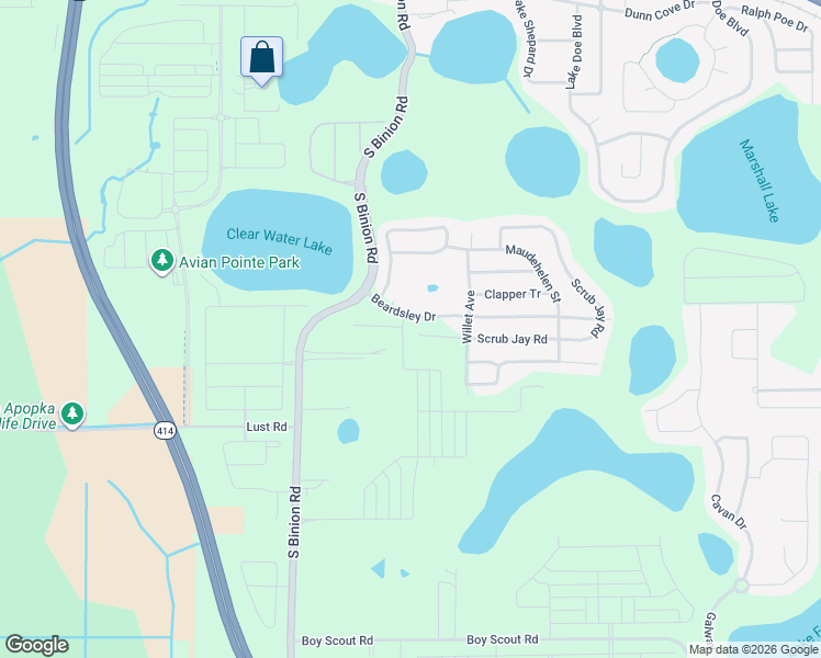 map of restaurants, bars, coffee shops, grocery stores, and more near 2250 Scrub Jay Road in Apopka
