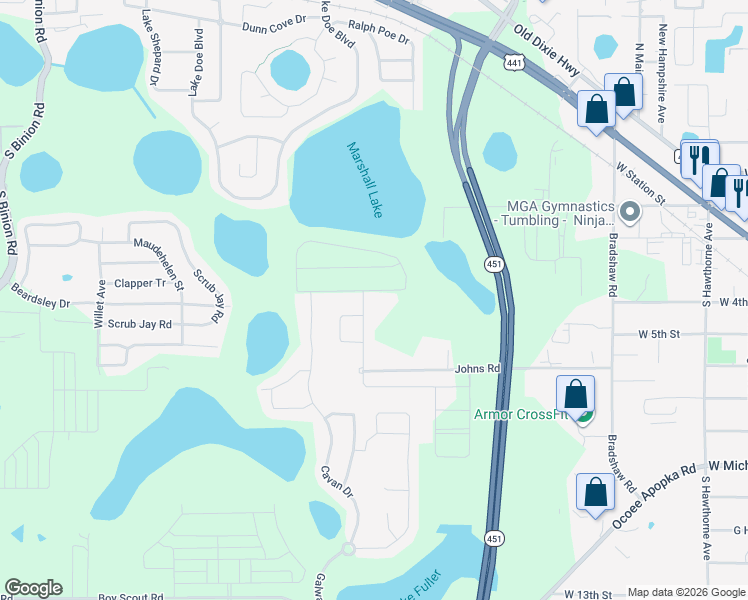 map of restaurants, bars, coffee shops, grocery stores, and more near 1139 Lakeside Estates Dr in Apopka