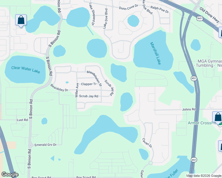 map of restaurants, bars, coffee shops, grocery stores, and more near 1945 Scrub Jay Road in Apopka
