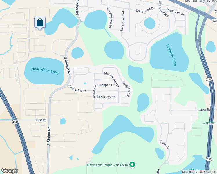 map of restaurants, bars, coffee shops, grocery stores, and more near 2038 Clapper Tr in Apopka