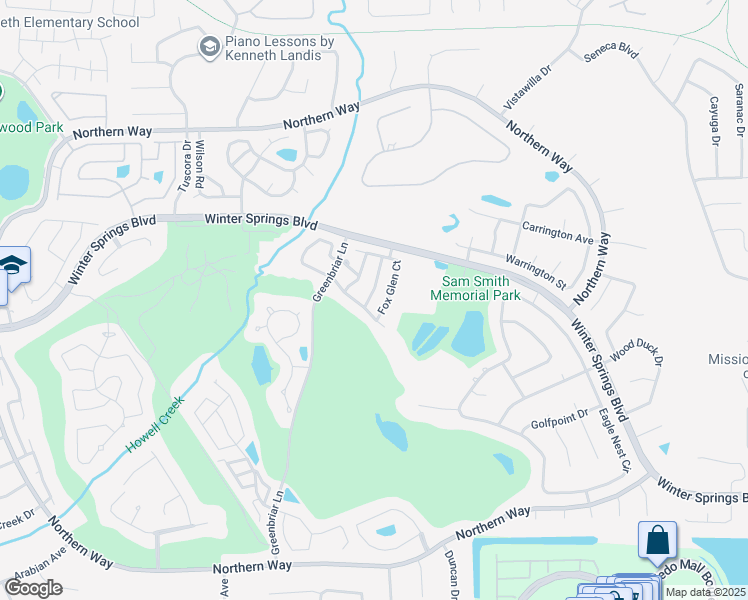 map of restaurants, bars, coffee shops, grocery stores, and more near 1507 Fox Glen Drive in Winter Springs