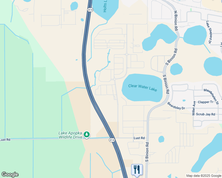 map of restaurants, bars, coffee shops, grocery stores, and more near 537 Natural Bridge Court in Apopka