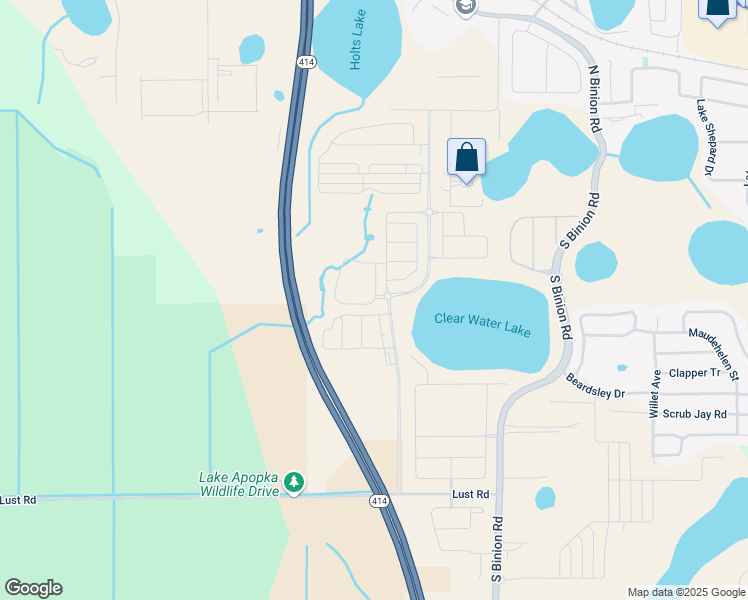 map of restaurants, bars, coffee shops, grocery stores, and more near 2995 Peterson Road in Apopka