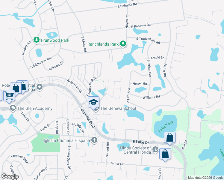 map of restaurants, bars, coffee shops, grocery stores, and more near 236 Domus Lane in Casselberry