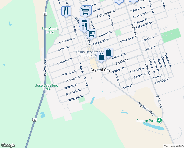 map of restaurants, bars, coffee shops, grocery stores, and more near 117 West Lake Street in Crystal City