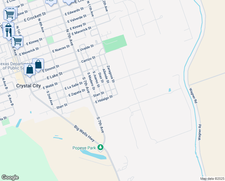 map of restaurants, bars, coffee shops, grocery stores, and more near 516 Zaragosa Street in Crystal City