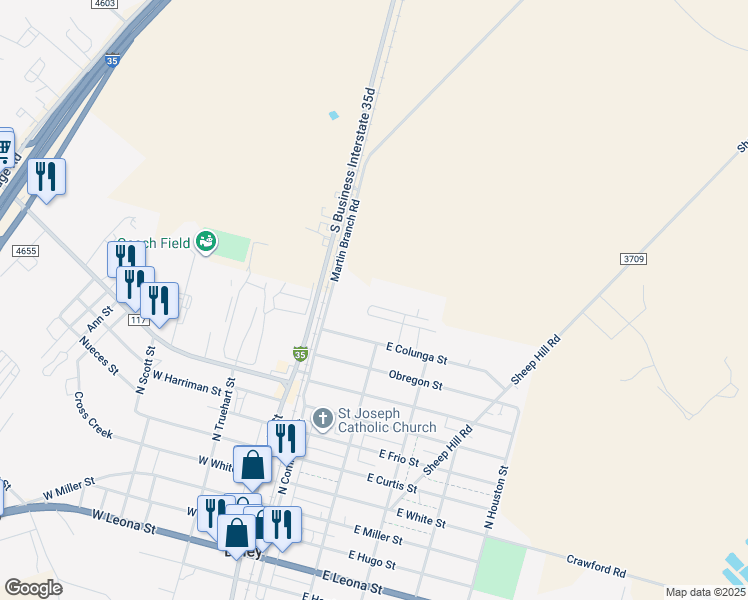 map of restaurants, bars, coffee shops, grocery stores, and more near 108 West Ranchito Street in Dilley