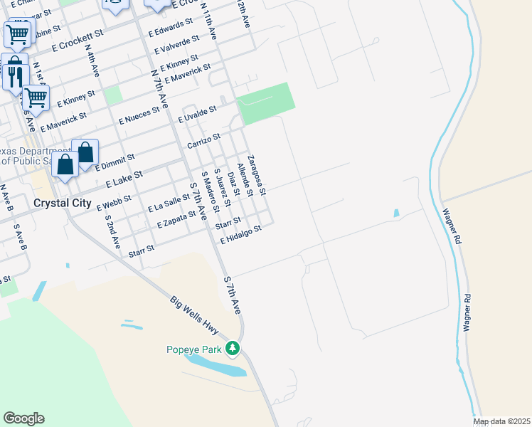 map of restaurants, bars, coffee shops, grocery stores, and more near 516 Zaragosa Street in Crystal City