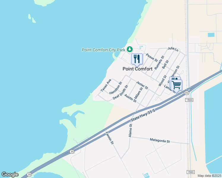 map of restaurants, bars, coffee shops, grocery stores, and more near 94 Austin Street in Port Lavaca