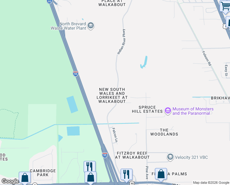 map of restaurants, bars, coffee shops, grocery stores, and more near 4372 Starling Place in Mims