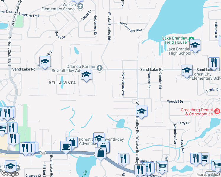 map of restaurants, bars, coffee shops, grocery stores, and more near 1011 Broadway Street in Altamonte Springs