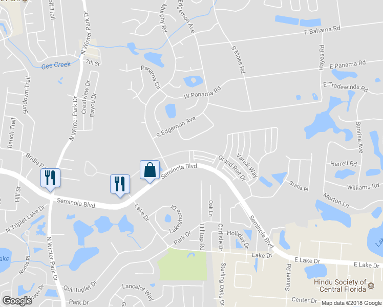 map of restaurants, bars, coffee shops, grocery stores, and more near 762 Summer Breeze Place in Casselberry