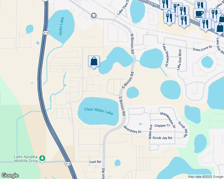 map of restaurants, bars, coffee shops, grocery stores, and more near 37 Sedona Cove Drive in Apopka