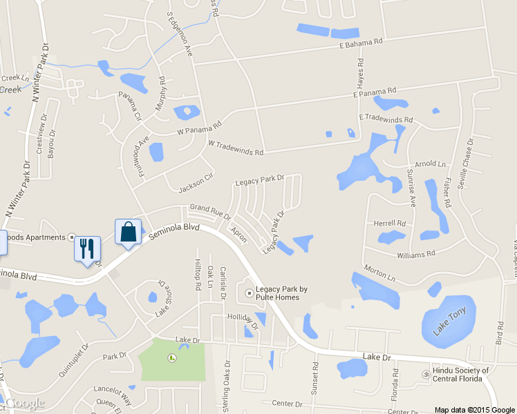 map of restaurants, bars, coffee shops, grocery stores, and more near 2036 Manhattan Lane in Casselberry