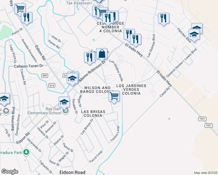 map of restaurants, bars, coffee shops, grocery stores, and more near 2950 Buena Vista Drive in Eagle Pass