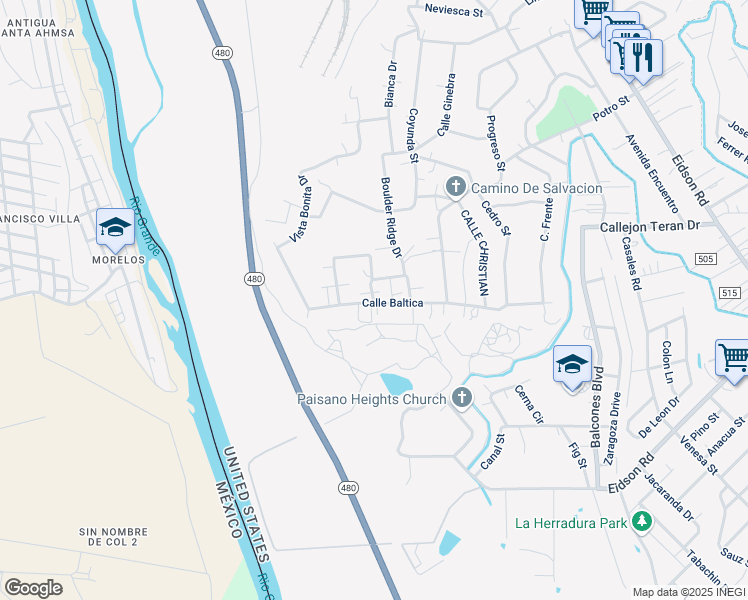 map of restaurants, bars, coffee shops, grocery stores, and more near 2164 Nicolas in Eagle Pass