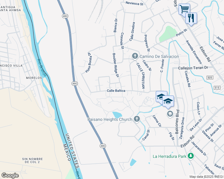 map of restaurants, bars, coffee shops, grocery stores, and more near 2164 Calle Nicolas in Eagle Pass