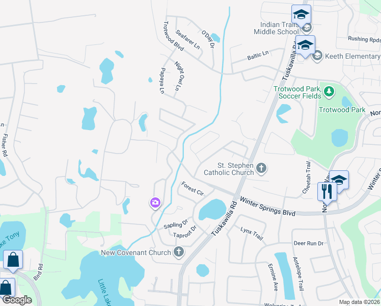 map of restaurants, bars, coffee shops, grocery stores, and more near 859 Big Buck Circle in Winter Springs