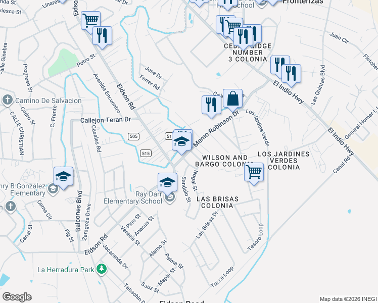 map of restaurants, bars, coffee shops, grocery stores, and more near in Eagle Pass