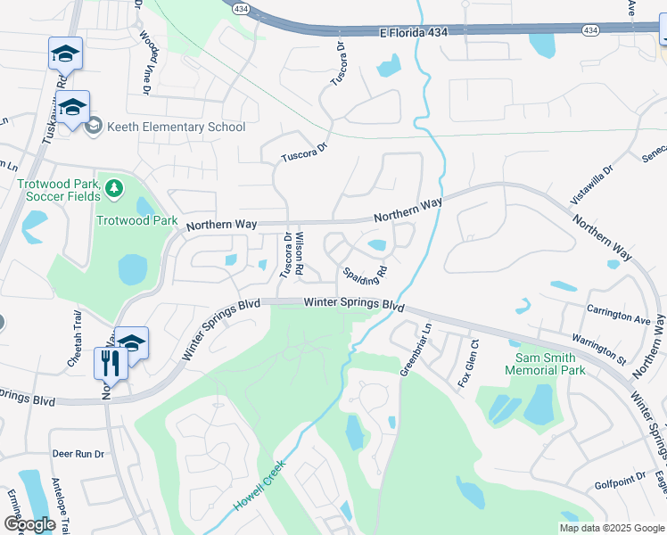 map of restaurants, bars, coffee shops, grocery stores, and more near 781 Dunlap Circle in Winter Springs