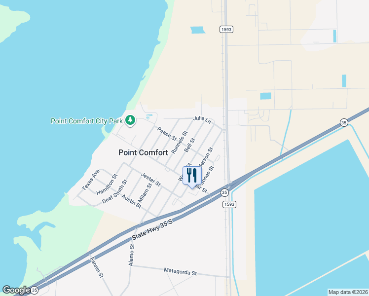 map of restaurants, bars, coffee shops, grocery stores, and more near 123 Bell Street in Port Lavaca
