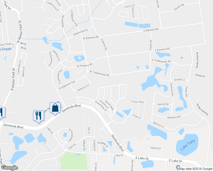 map of restaurants, bars, coffee shops, grocery stores, and more near 656 Legacy Park Drive in Casselberry