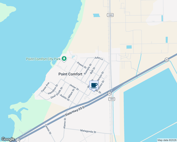 map of restaurants, bars, coffee shops, grocery stores, and more near 123 Bell Street in Port Lavaca