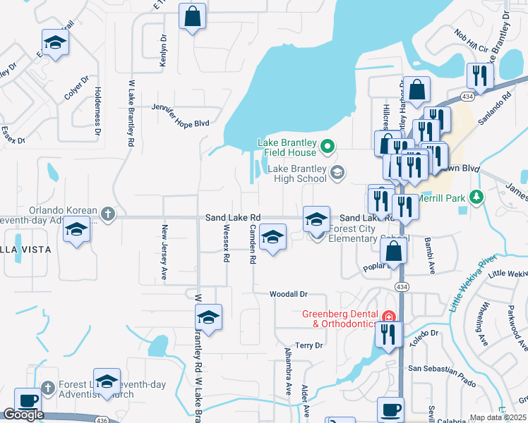 map of restaurants, bars, coffee shops, grocery stores, and more near 209 Camden Road in Altamonte Springs