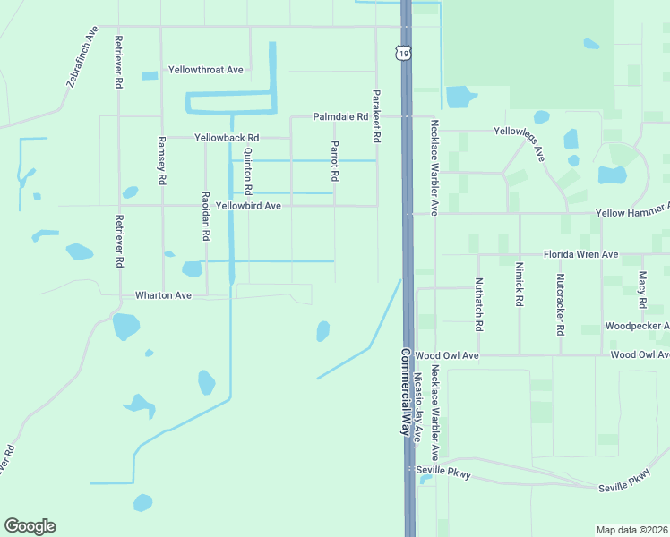 map of restaurants, bars, coffee shops, grocery stores, and more near 18026 Parrot Avenue in Weeki Wachee