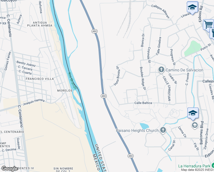 map of restaurants, bars, coffee shops, grocery stores, and more near 1916 Baltica Street in Eagle Pass