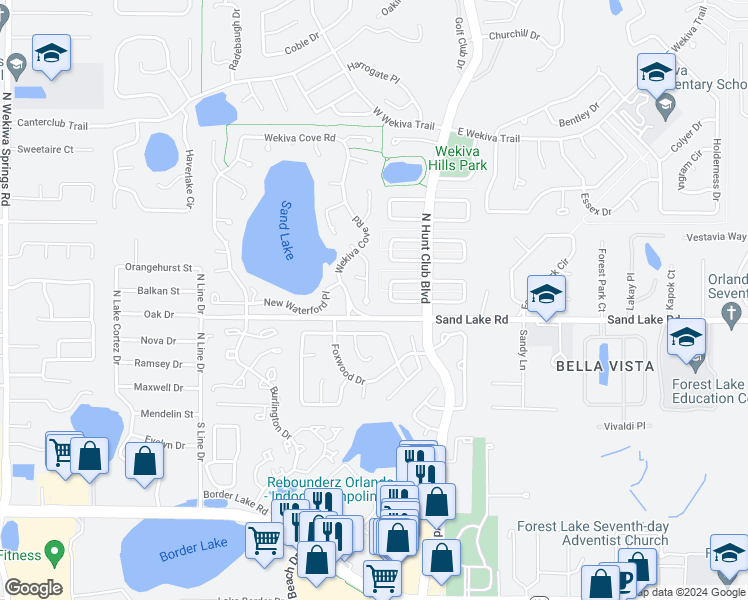 map of restaurants, bars, coffee shops, grocery stores, and more near 293 Torpoint Gate Road in Longwood