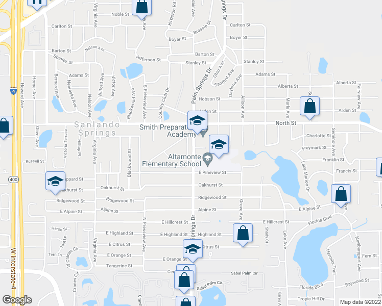 map of restaurants, bars, coffee shops, grocery stores, and more near 201 Whippoorwill Drive in Altamonte Springs