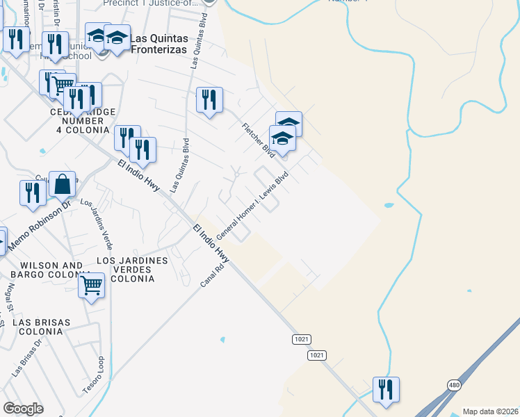 map of restaurants, bars, coffee shops, grocery stores, and more near 2237 Villa Cir in Eagle Pass