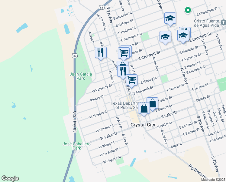 map of restaurants, bars, coffee shops, grocery stores, and more near 214 Kinney Street in Crystal City