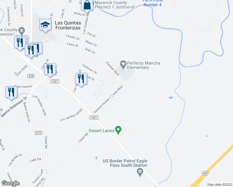 map of restaurants, bars, coffee shops, grocery stores, and more near 2349 Van Green Street in Eagle Pass