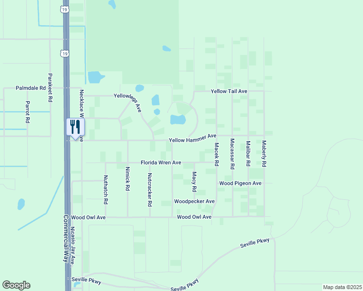 map of restaurants, bars, coffee shops, grocery stores, and more near 11120 Yellow Hammer Avenue in Brooksville