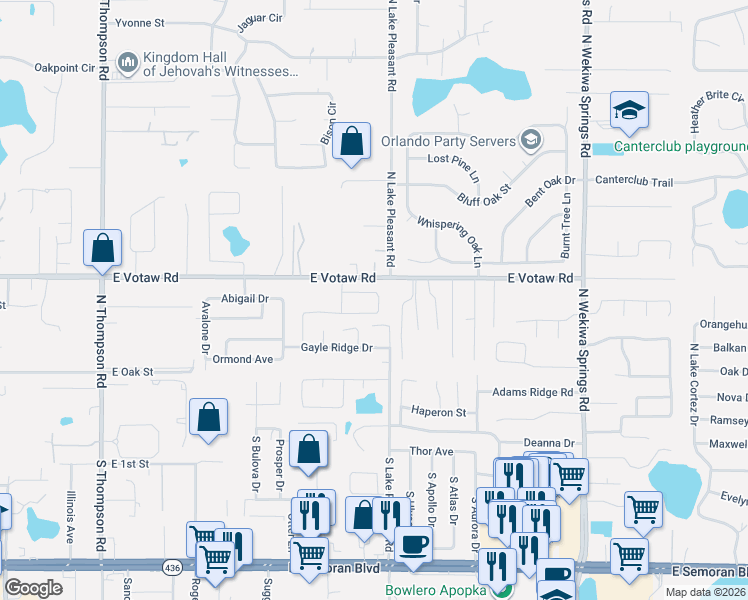 map of restaurants, bars, coffee shops, grocery stores, and more near 1753 Stefan Cole Lane in Apopka