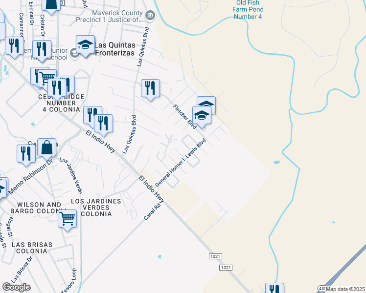 map of restaurants, bars, coffee shops, grocery stores, and more near 2371 Van Green Street in Eagle Pass