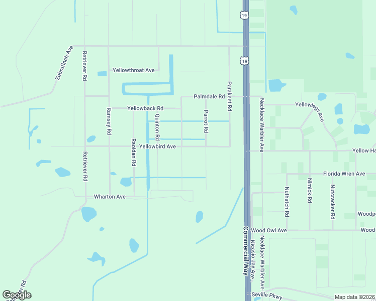 map of restaurants, bars, coffee shops, grocery stores, and more near 10116 Yellowbird Avenue in Brooksville