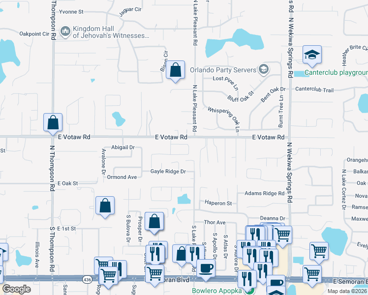 map of restaurants, bars, coffee shops, grocery stores, and more near 1753 Stefan Cole Lane in Apopka