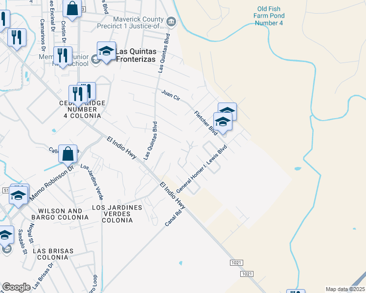 map of restaurants, bars, coffee shops, grocery stores, and more near 2999 Lindburgh Circle in Eagle Pass