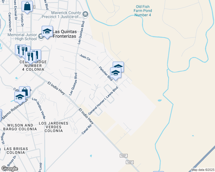 map of restaurants, bars, coffee shops, grocery stores, and more near 2371 Van Green Street in Eagle Pass